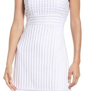 Lilly Pulitzer white crochet striped knit lace illusion yoke shift dress XS
